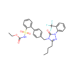 CCCCc1nn(-c2ccccc2C(F)(F)F)c(=O)n1Cc1ccc(-c2ccccc2S(=O)(=O)NC(=O)OCC)cc1 ZINC000026718105