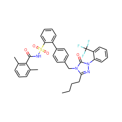 CCCCc1nn(-c2ccccc2C(F)(F)F)c(=O)n1Cc1ccc(-c2ccccc2S(=O)(=O)NC(=O)c2c(C)cccc2C)cc1 ZINC000026671174