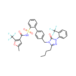 CCCCc1nn(-c2ccccc2C(F)(F)F)c(=O)n1Cc1ccc(-c2ccccc2S(=O)(=O)NC(=O)c2cc(C)oc2C(F)(F)F)cc1 ZINC000026718430