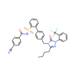 CCCCc1nn(-c2ccccc2C(F)(F)F)c(=O)n1Cc1ccc(-c2ccccc2S(=O)(=O)NC(=O)c2ccc(C#N)cc2)cc1 ZINC000026718608