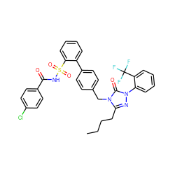 CCCCc1nn(-c2ccccc2C(F)(F)F)c(=O)n1Cc1ccc(-c2ccccc2S(=O)(=O)NC(=O)c2ccc(Cl)cc2)cc1 ZINC000026728164