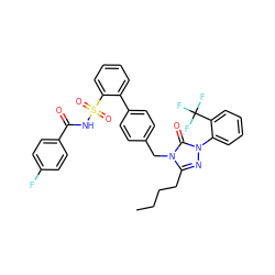 CCCCc1nn(-c2ccccc2C(F)(F)F)c(=O)n1Cc1ccc(-c2ccccc2S(=O)(=O)NC(=O)c2ccc(F)cc2)cc1 ZINC000026716851