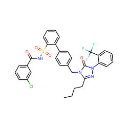 CCCCc1nn(-c2ccccc2C(F)(F)F)c(=O)n1Cc1ccc(-c2ccccc2S(=O)(=O)NC(=O)c2cccc(Cl)c2)cc1 ZINC000026728169