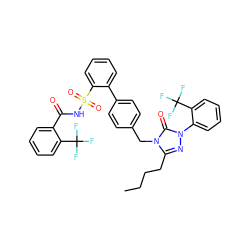 CCCCc1nn(-c2ccccc2C(F)(F)F)c(=O)n1Cc1ccc(-c2ccccc2S(=O)(=O)NC(=O)c2ccccc2C(F)(F)F)cc1 ZINC000003922595