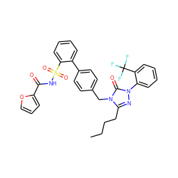 CCCCc1nn(-c2ccccc2C(F)(F)F)c(=O)n1Cc1ccc(-c2ccccc2S(=O)(=O)NC(=O)c2ccco2)cc1 ZINC000003922576