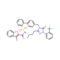 CCCCc1nn(-c2ccccc2C(F)(F)F)c(=O)n1Cc1ccc(-c2ccccc2S(=O)(=O)NC(=O)c2oc3ccccc3c2C)cc1 ZINC000026674360