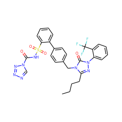 CCCCc1nn(-c2ccccc2C(F)(F)F)c(=O)n1Cc1ccc(-c2ccccc2S(=O)(=O)NC(=O)n2cnnn2)cc1 ZINC000096283723