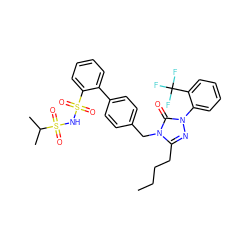 CCCCc1nn(-c2ccccc2C(F)(F)F)c(=O)n1Cc1ccc(-c2ccccc2S(=O)(=O)NS(=O)(=O)C(C)C)cc1 ZINC000026724943