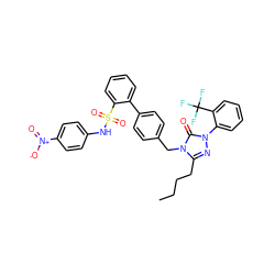 CCCCc1nn(-c2ccccc2C(F)(F)F)c(=O)n1Cc1ccc(-c2ccccc2S(=O)(=O)Nc2ccc([N+](=O)[O-])cc2)cc1 ZINC000026719207