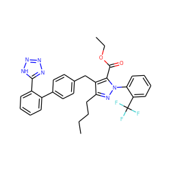 CCCCc1nn(-c2ccccc2C(F)(F)F)c(C(=O)OCC)c1Cc1ccc(-c2ccccc2-c2nnn[nH]2)cc1 ZINC000026658976