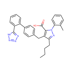 CCCCc1nn(-c2ccccc2C)c(C(=O)O)c1Cc1ccc(-c2ccccc2-c2nnn[nH]2)cc1 ZINC000013833912