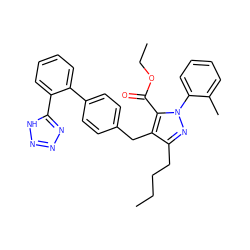 CCCCc1nn(-c2ccccc2C)c(C(=O)OCC)c1Cc1ccc(-c2ccccc2-c2nnn[nH]2)cc1 ZINC000013833900