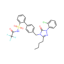 CCCCc1nn(-c2ccccc2Cl)c(=O)n1Cc1ccc(-c2ccccc2S(=O)(=O)NC(=O)C(F)(F)F)cc1 ZINC000026671178