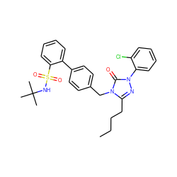 CCCCc1nn(-c2ccccc2Cl)c(=O)n1Cc1ccc(-c2ccccc2S(=O)(=O)NC(C)(C)C)cc1 ZINC000026719331