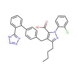 CCCCc1nn(-c2ccccc2Cl)c(C(=O)O)c1Cc1ccc(-c2ccccc2-c2nnn[nH]2)cc1 ZINC000001554901