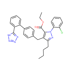 CCCCc1nn(-c2ccccc2Cl)c(C(=O)OCC)c1Cc1ccc(-c2ccccc2-c2nnn[nH]2)cc1 ZINC000026664132