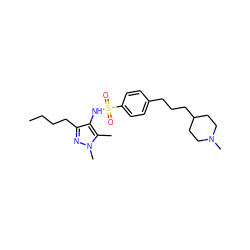 CCCCc1nn(C)c(C)c1NS(=O)(=O)c1ccc(CCCC2CCN(C)CC2)cc1 ZINC000149994122