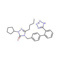 CCCCc1nn(C2CCCC2)c(=O)n1Cc1ccc(-c2ccccc2-c2nnn[nH]2)cc1 ZINC000013832675