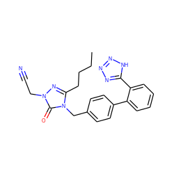 CCCCc1nn(CC#N)c(=O)n1Cc1ccc(-c2ccccc2-c2nnn[nH]2)cc1 ZINC000013832677