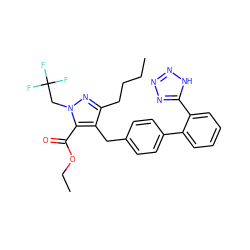 CCCCc1nn(CC(F)(F)F)c(C(=O)OCC)c1Cc1ccc(-c2ccccc2-c2nnn[nH]2)cc1 ZINC000013833902