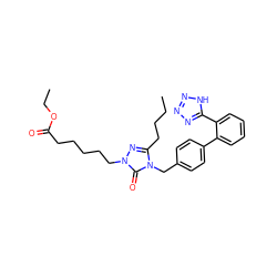 CCCCc1nn(CCCCCC(=O)OCC)c(=O)n1Cc1ccc(-c2ccccc2-c2nnn[nH]2)cc1 ZINC000013832240