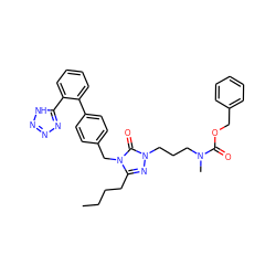 CCCCc1nn(CCCN(C)C(=O)OCc2ccccc2)c(=O)n1Cc1ccc(-c2ccccc2-c2nnn[nH]2)cc1 ZINC000026575957