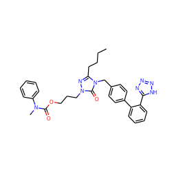 CCCCc1nn(CCCOC(=O)N(C)c2ccccc2)c(=O)n1Cc1ccc(-c2ccccc2-c2nnn[nH]2)cc1 ZINC000026575958