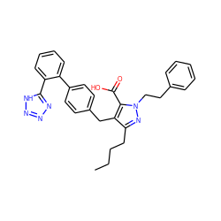 CCCCc1nn(CCc2ccccc2)c(C(=O)O)c1Cc1ccc(-c2ccccc2-c2nnn[nH]2)cc1 ZINC000013833919