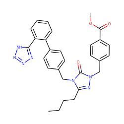 CCCCc1nn(Cc2ccc(C(=O)OC)cc2)c(=O)n1Cc1ccc(-c2ccccc2-c2nnn[nH]2)cc1 ZINC000013832701