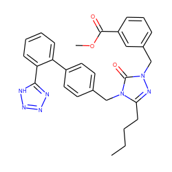 CCCCc1nn(Cc2cccc(C(=O)OC)c2)c(=O)n1Cc1ccc(-c2ccccc2-c2nnn[nH]2)cc1 ZINC000013832700