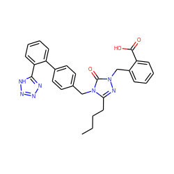 CCCCc1nn(Cc2ccccc2C(=O)O)c(=O)n1Cc1ccc(-c2ccccc2-c2nnn[nH]2)cc1 ZINC000013832704