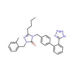 CCCCc1nn(Cc2ccccc2C)c(=O)n1Cc1ccc(-c2ccccc2-c2nnn[nH]2)cc1 ZINC000013832696