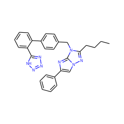 CCCCc1nn2cc(-c3ccccc3)nc2n1Cc1ccc(-c2ccccc2-c2nnn[nH]2)cc1 ZINC000013825695