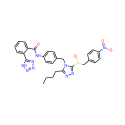 CCCCc1nnc([S@+]([O-])Cc2ccc([N+](=O)[O-])cc2)n1Cc1ccc(NC(=O)c2ccccc2-c2nnn[nH]2)cc1 ZINC000103213230