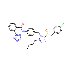 CCCCc1nnc([S@+]([O-])Cc2ccc(Cl)cc2)n1Cc1ccc(NC(=O)c2ccccc2-c2nnn[nH]2)cc1 ZINC000002004087