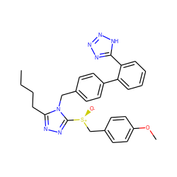 CCCCc1nnc([S@@+]([O-])Cc2ccc(OC)cc2)n1Cc1ccc(-c2ccccc2-c2nnn[nH]2)cc1 ZINC000013825666