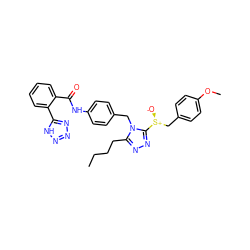 CCCCc1nnc([S@@+]([O-])Cc2ccc(OC)cc2)n1Cc1ccc(NC(=O)c2ccccc2-c2nnn[nH]2)cc1 ZINC000027654018