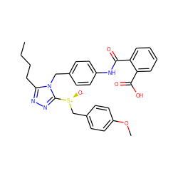 CCCCc1nnc([S@@+]([O-])Cc2ccc(OC)cc2)n1Cc1ccc(NC(=O)c2ccccc2C(=O)O)cc1 ZINC000027708180