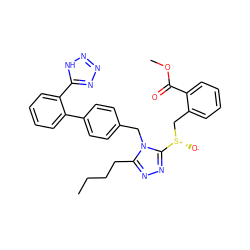 CCCCc1nnc([S@@+]([O-])Cc2ccccc2C(=O)OC)n1Cc1ccc(-c2ccccc2-c2nnn[nH]2)cc1 ZINC000027708196