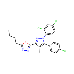 CCCCc1nnc(-c2nn(-c3ccc(Cl)cc3Cl)c(-c3ccc(Cl)cc3)c2C)o1 ZINC000040422844