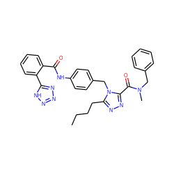 CCCCc1nnc(C(=O)N(C)Cc2ccccc2)n1Cc1ccc(NC(=O)c2ccccc2-c2nnn[nH]2)cc1 ZINC000103205194