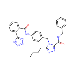 CCCCc1nnc(C(=O)NCc2ccccc2)n1Cc1ccc(NC(=O)c2ccccc2-c2nnn[nH]2)cc1 ZINC000103205191