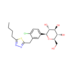 CCCCc1nnc(Cc2cc([C@@H]3O[C@H](CO)[C@@H](O)[C@H](O)[C@H]3O)ccc2Cl)s1 ZINC000045336173