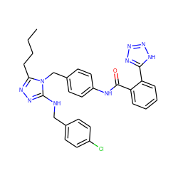 CCCCc1nnc(NCc2ccc(Cl)cc2)n1Cc1ccc(NC(=O)c2ccccc2-c2nnn[nH]2)cc1 ZINC000103209983