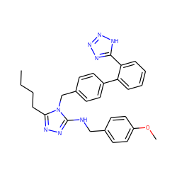 CCCCc1nnc(NCc2ccc(OC)cc2)n1Cc1ccc(-c2ccccc2-c2nnn[nH]2)cc1 ZINC000013825681