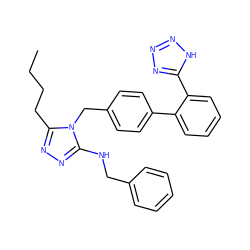 CCCCc1nnc(NCc2ccccc2)n1Cc1ccc(-c2ccccc2-c2nnn[nH]2)cc1 ZINC000013825676