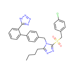 CCCCc1nnc(S(=O)(=O)Cc2ccc(Cl)cc2)n1Cc1ccc(-c2ccccc2-c2nnn[nH]2)cc1 ZINC000002004078