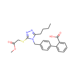 CCCCc1nnc(SCC(=O)OC)n1Cc1ccc(-c2ccccc2C(=O)O)cc1 ZINC000002004068