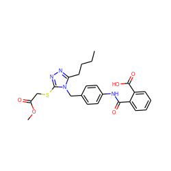 CCCCc1nnc(SCC(=O)OC)n1Cc1ccc(NC(=O)c2ccccc2C(=O)O)cc1 ZINC000003787920