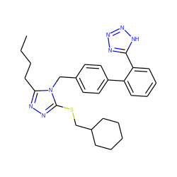 CCCCc1nnc(SCC2CCCCC2)n1Cc1ccc(-c2ccccc2-c2nnn[nH]2)cc1 ZINC000002004079